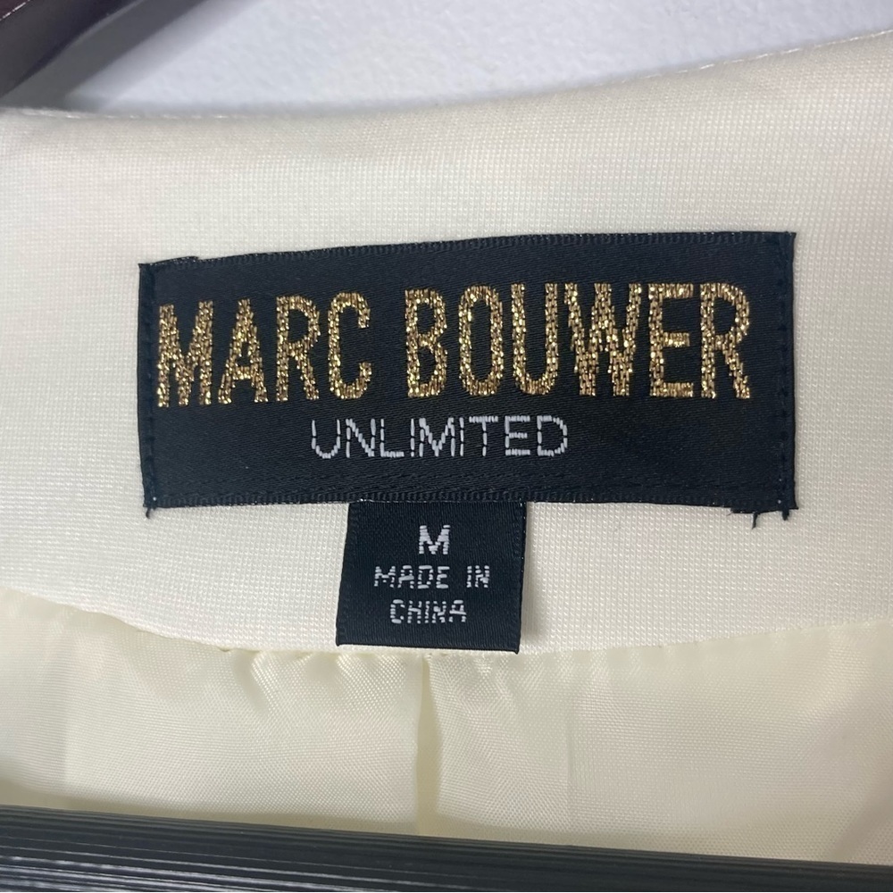 Marc Bouwer Unlimited Size Medium Ivory White Open Front Blazer Sleek Classic - Picture 4 of 7